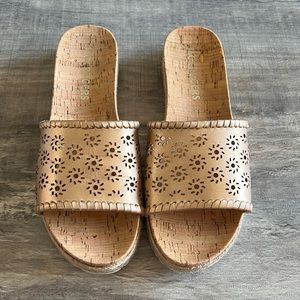 Jack Rogers Metallic Floral Espadrille Cork Slides